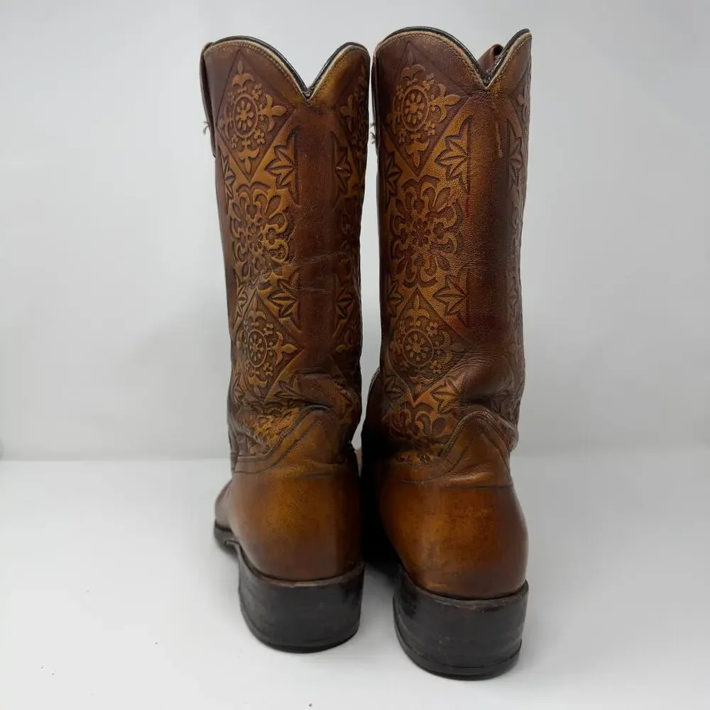 Dan Post Tooled Leather Cowboy Boots Men's10D USA